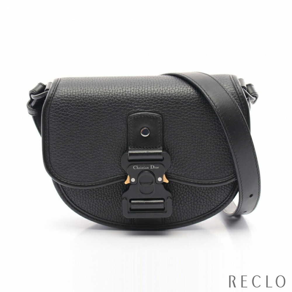 Christian Dior Gallop Shoulder Bag Black Leather